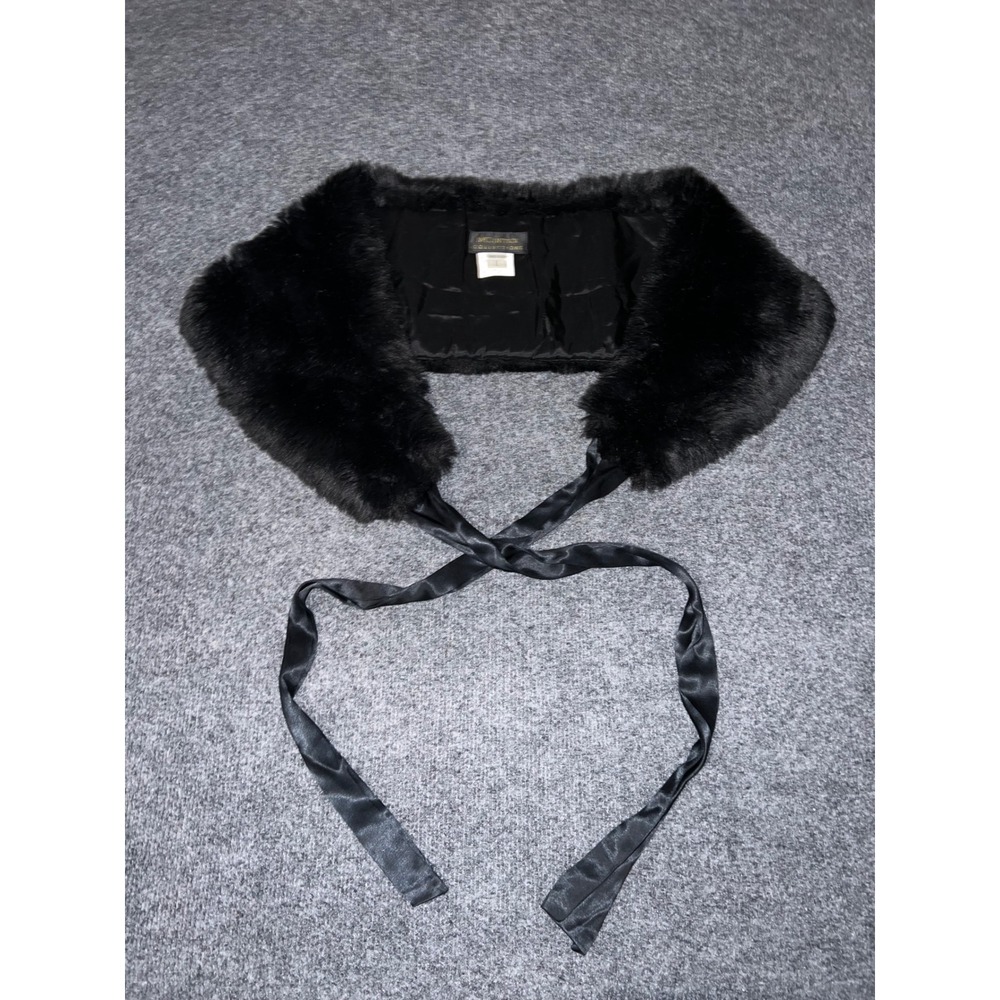 McClintock Collections Vintage Black Faux Fur Collar Wrap Made in USA Large